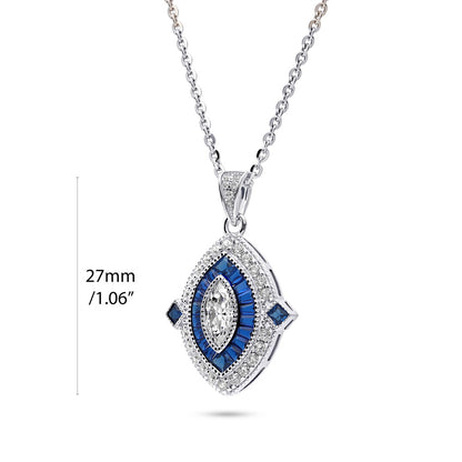 Navette Halo Art Deco Milgrain CZ Set in Sterling Silver