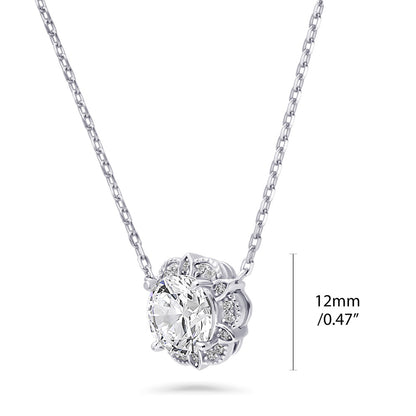 Flower Halo CZ Necklace in Sterling Silver