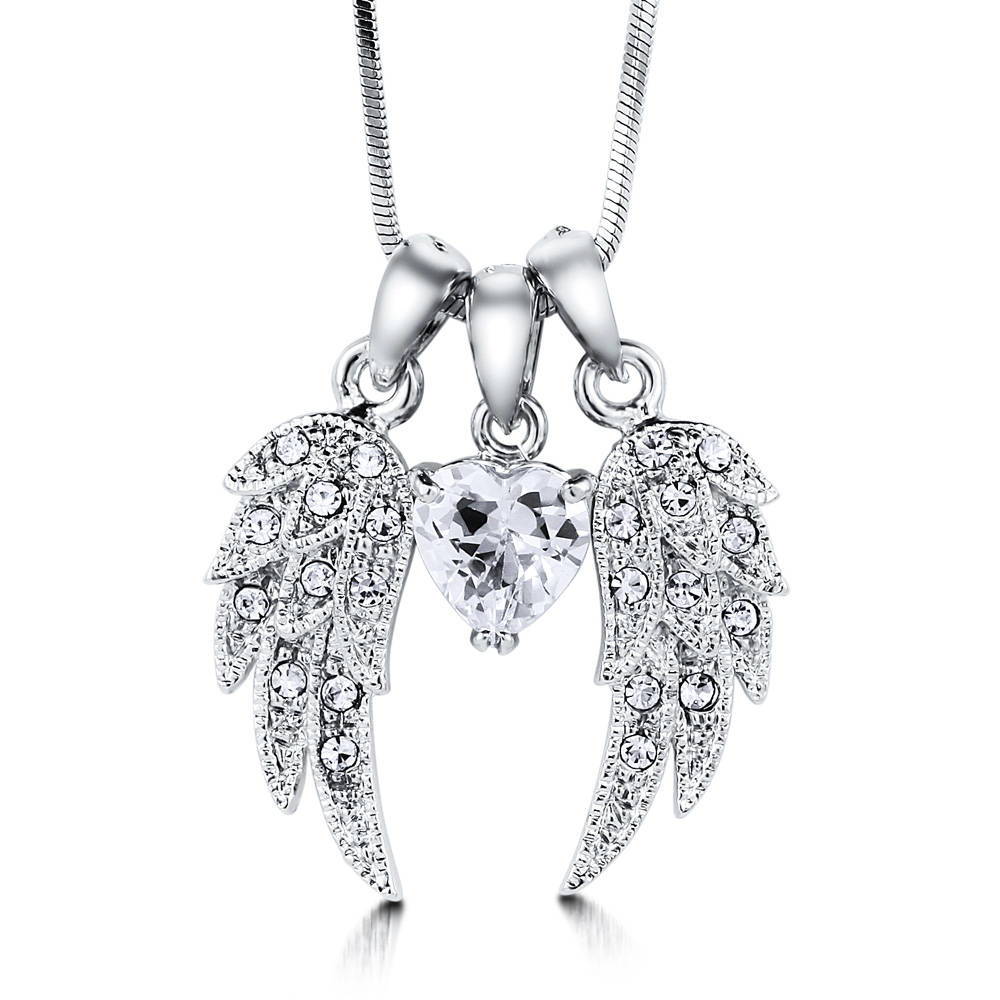 Front view of Angel Wings CZ Necklace, 2 of 5