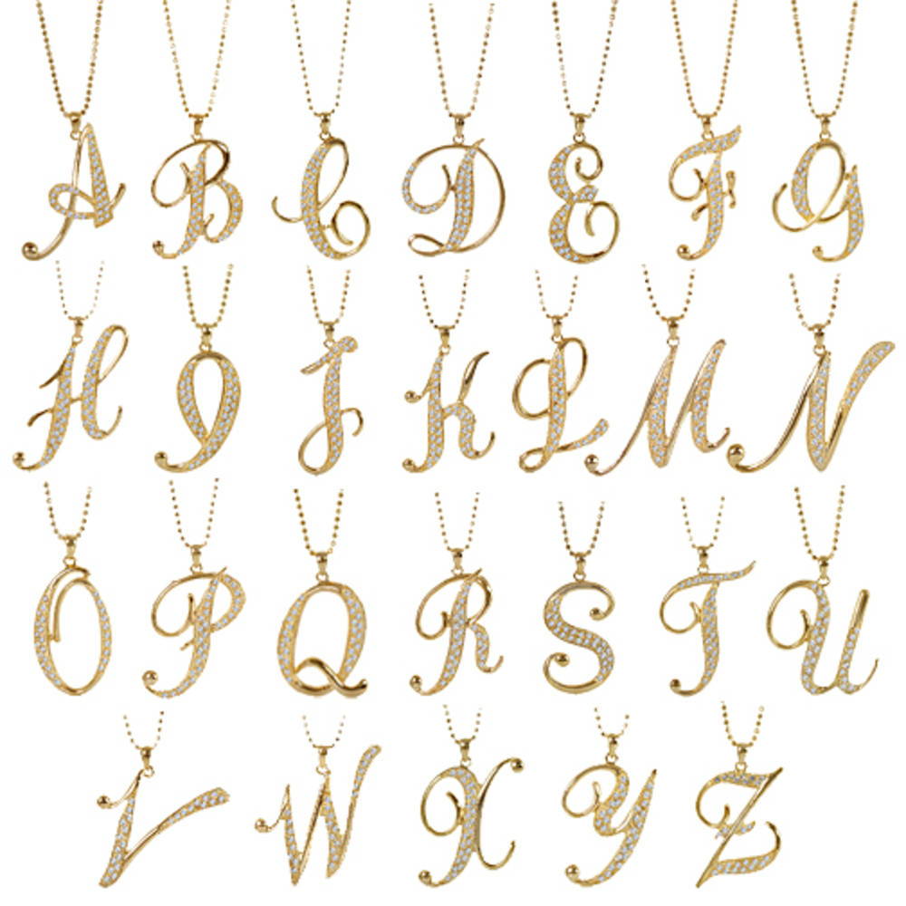 Initial Letter Pendant Necklace Gold-Tone