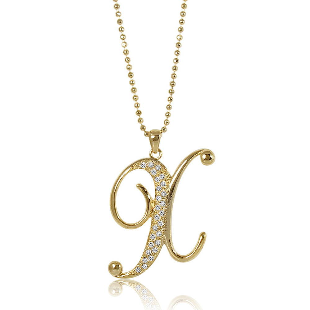 Initial Letter Pendant Necklace Gold-Tone, X