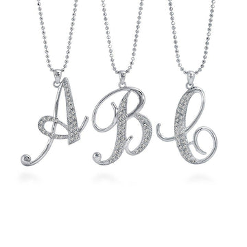 Initial Letter Pendant Necklace in Silver-Tone