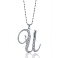 Initial Letter Pendant Necklace in Silver-Tone, U