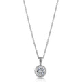 Solitaire 1.25ct Bezel CZ Necklace in Sterling Silver, Rhodium Plated