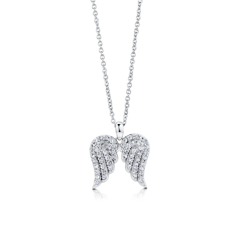 Angel Wings CZ Necklace in Sterling Silver