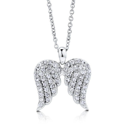 Angel Wings CZ Necklace in Sterling Silver
