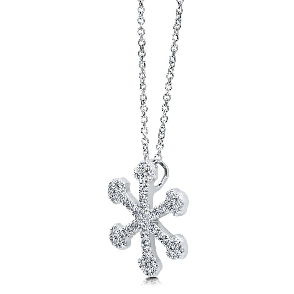 Snowflake CZ Pendant Necklace in Sterling Silver