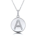 Initial Letter CZ Necklace in Sterling Silver, A