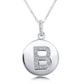 Initial Letter CZ Necklace in Sterling Silver, B