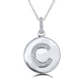 Initial Letter CZ Necklace in Sterling Silver, C