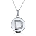 Initial Letter CZ Necklace in Sterling Silver, D