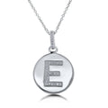 Initial Letter CZ Necklace in Sterling Silver, E