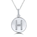 Initial Letter CZ Necklace in Sterling Silver, H