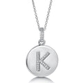 Initial Letter CZ Necklace in Sterling Silver, K