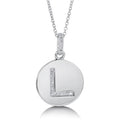 Initial Letter CZ Necklace in Sterling Silver, L