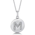 Initial Letter CZ Necklace in Sterling Silver, M