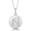 Initial Letter CZ Necklace in Sterling Silver, N