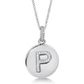 Initial Letter CZ Necklace in Sterling Silver, P