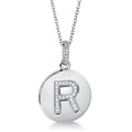 Initial Letter CZ Necklace in Sterling Silver, R