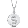 Initial Letter CZ Necklace in Sterling Silver, S