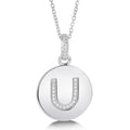 Initial Letter CZ Necklace in Sterling Silver, U