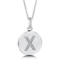 Initial Letter CZ Necklace in Sterling Silver, X