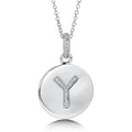 Initial Letter CZ Necklace in Sterling Silver, Y