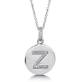 Initial Letter CZ Necklace in Sterling Silver, Z