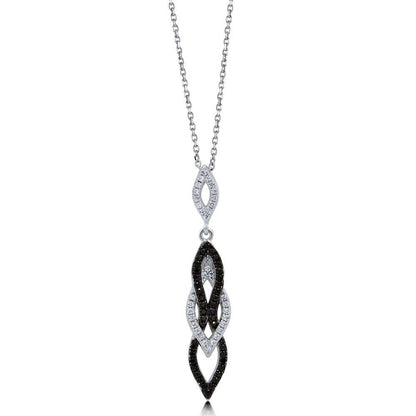 Black and White CZ Necklace in Sterling Silver