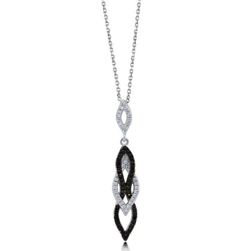 Black and White CZ Pendant Necklace in Sterling Silver