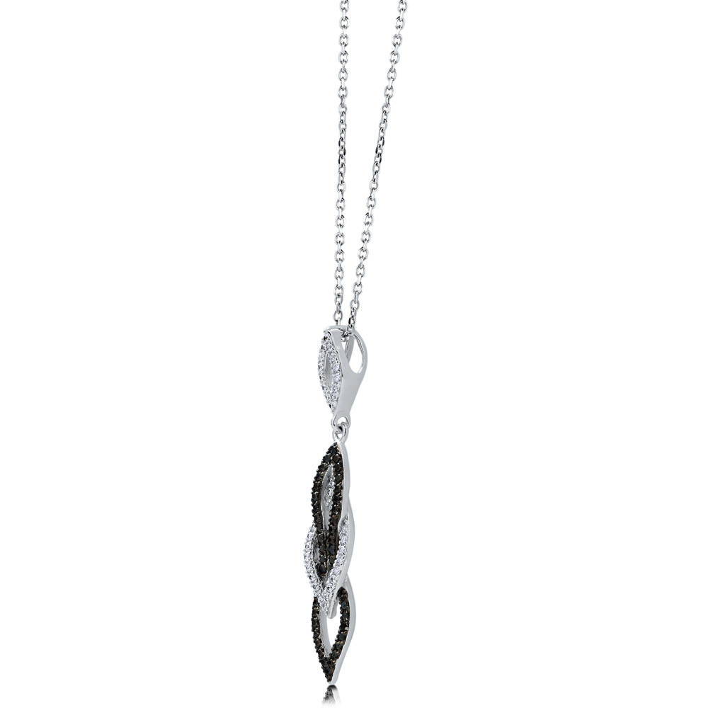 Front view of Black and White CZ Necklace in Sterling Silver, 4 of 9