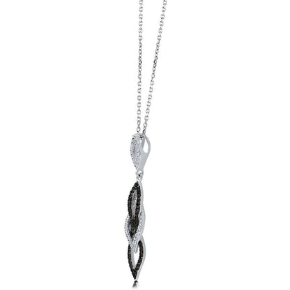 Black and White CZ Necklace in Sterling Silver