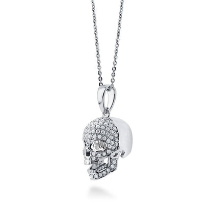 Skull Bones CZ Necklace in Sterling Silver