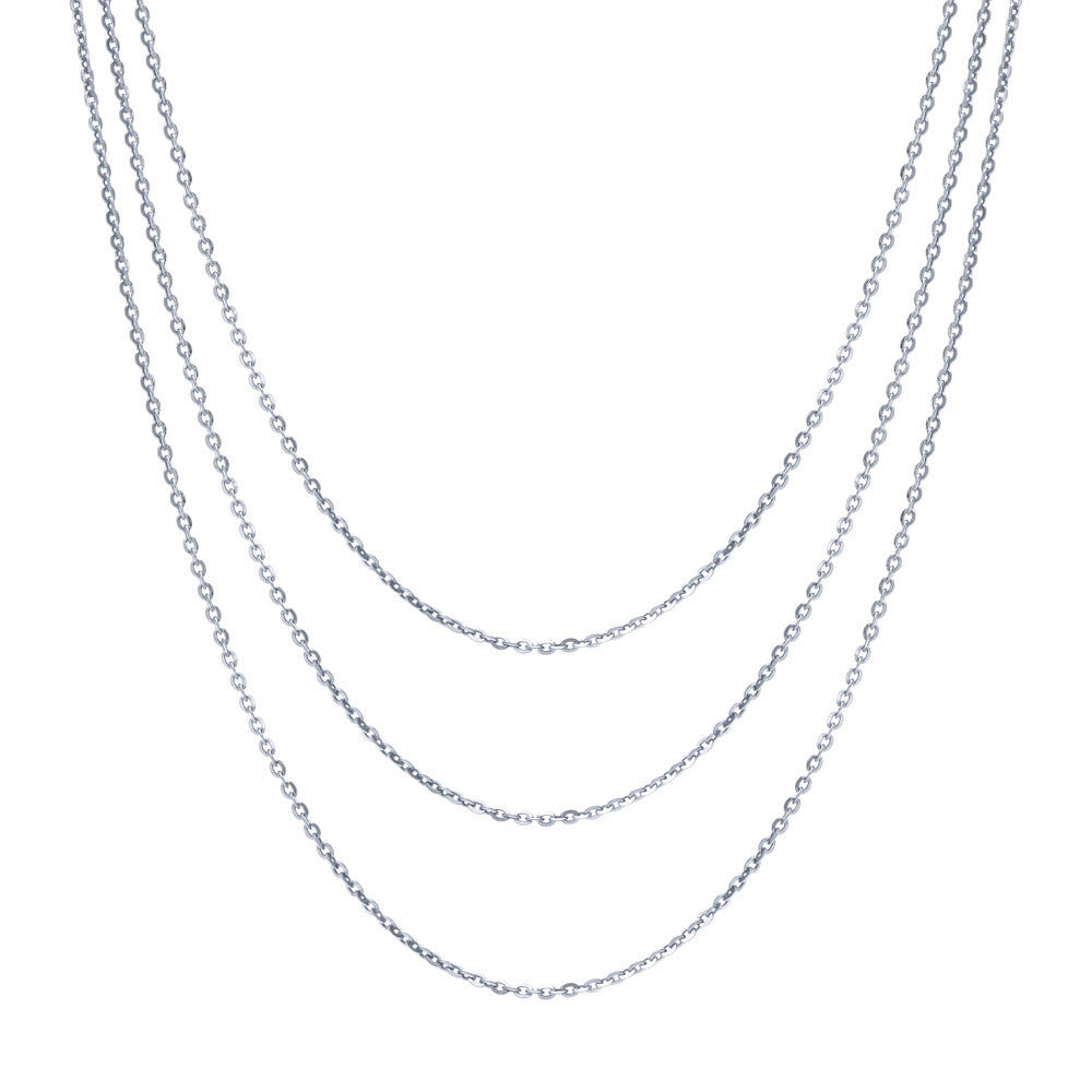 Italian Chain Necklace in Sterling Silver, 3 Piece