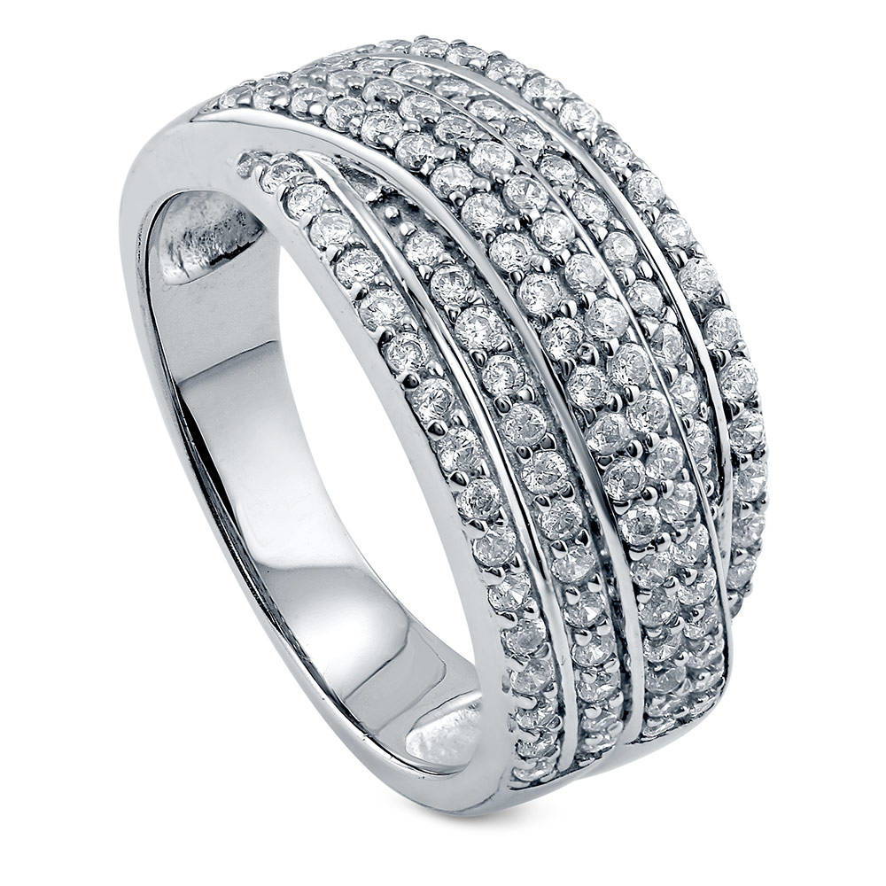 Front view of Woven CZ Ring in Sterling Silver, 3 of 5