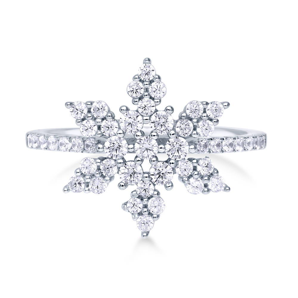 Snowflake CZ Ring in Sterling Silver, 1 of 10