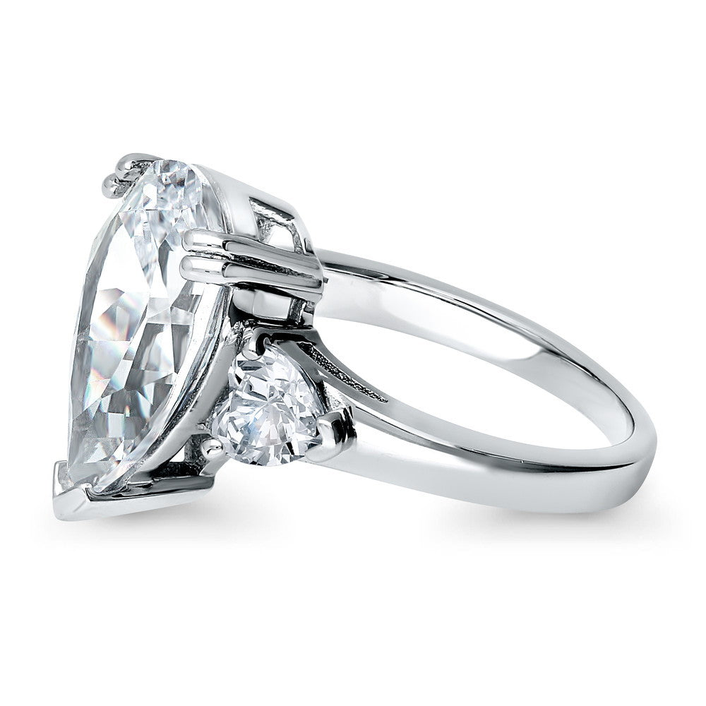 Angle view of 3-Stone 5.7ct Pear CZ Ring in Sterling Silver, 5 of 10