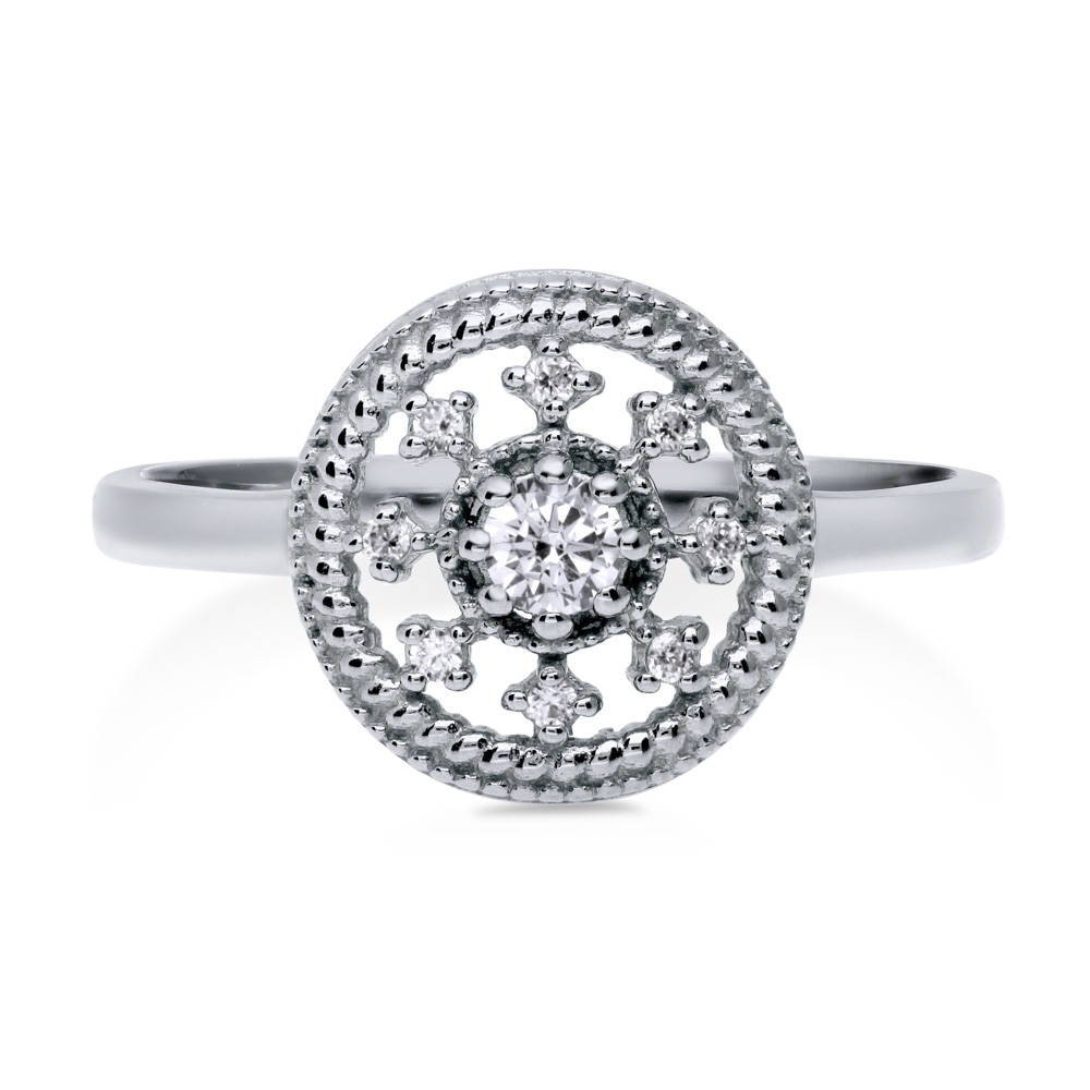Medallion Art Deco CZ Ring in Sterling Silver