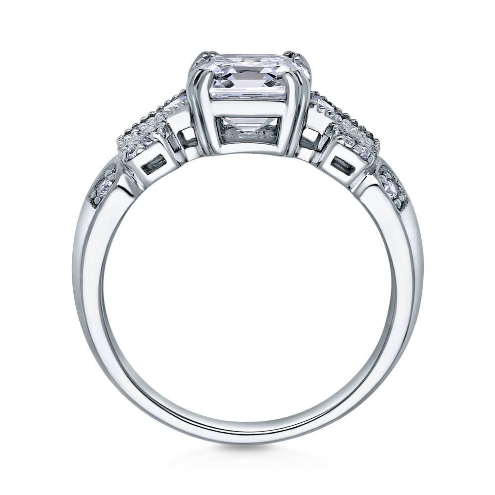 Solitaire 2ct Asscher CZ Ring in Sterling Silver