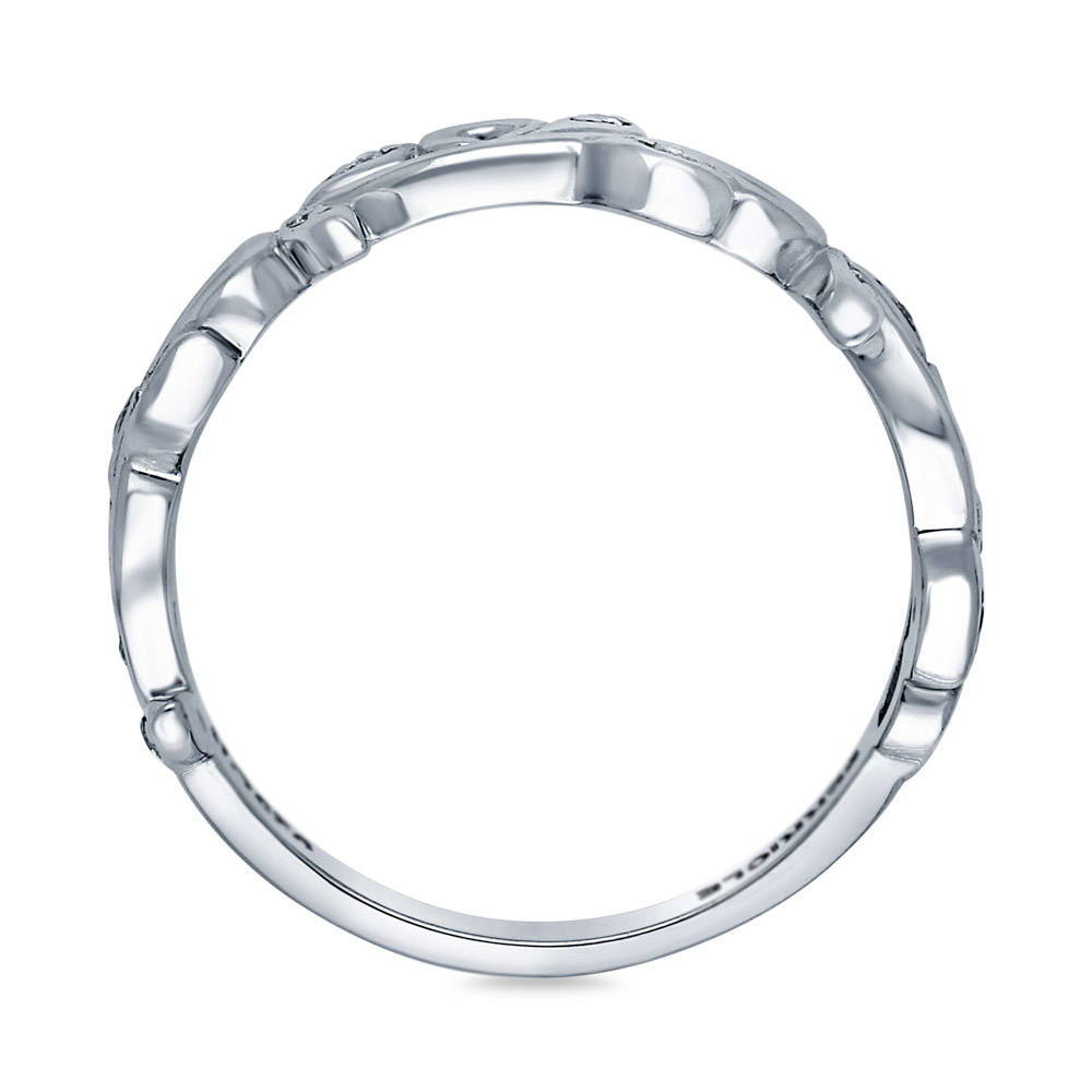 Leaf Filigree CZ Ring in Sterling Silver