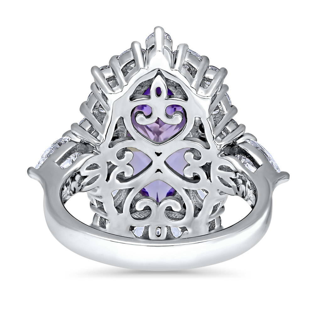 Halo Purple Marquise CZ Statement Ring in Sterling Silver