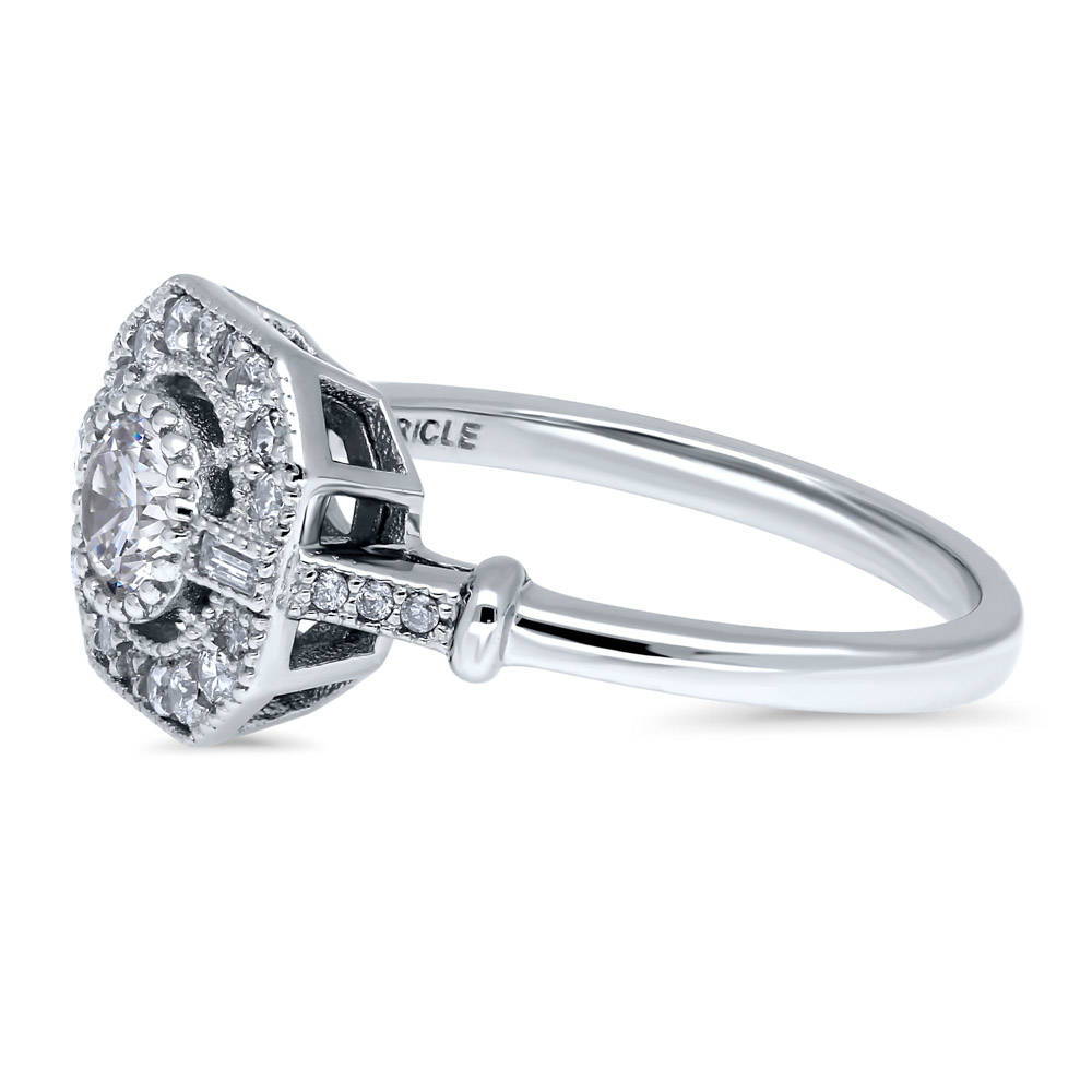 Angle view of Art Deco CZ Ring in Sterling Silver, 5 of 8