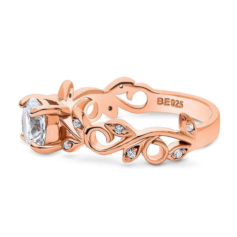 Solitaire Filigree CZ Ring in Rose Gold Plated Sterling Silver