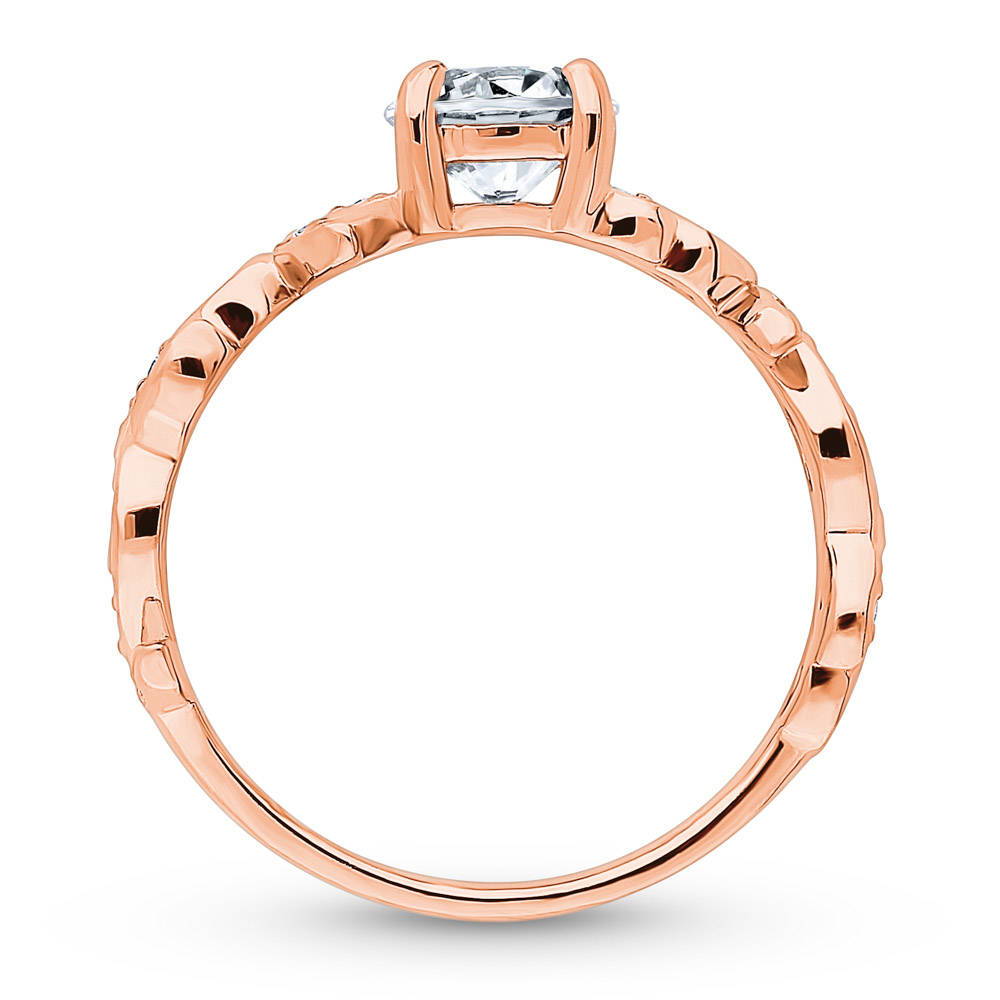 Solitaire Filigree CZ Ring in Rose Gold Plated Sterling Silver