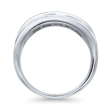 5-Stone Channel Princess CZ Eternity Ring in Sterling Silver