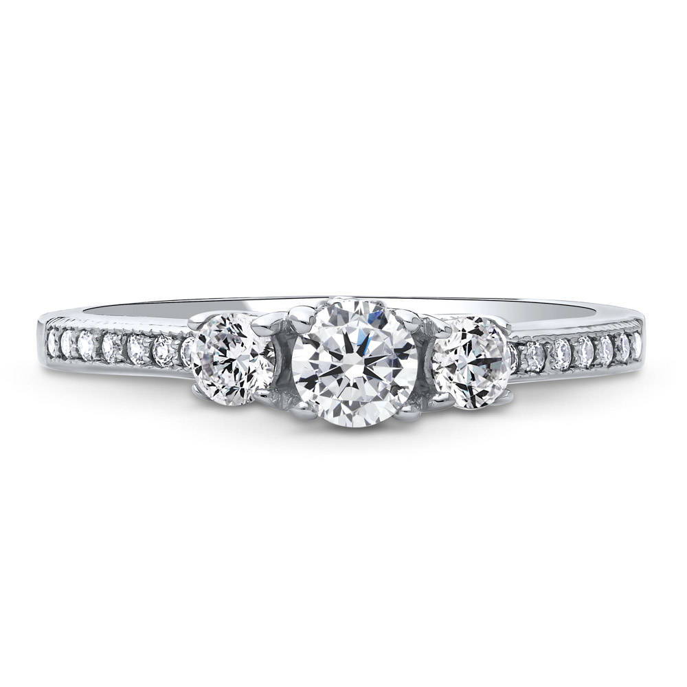 3-Stone 0.25ct CZ Ring in Sterling Silver, 1 of 6