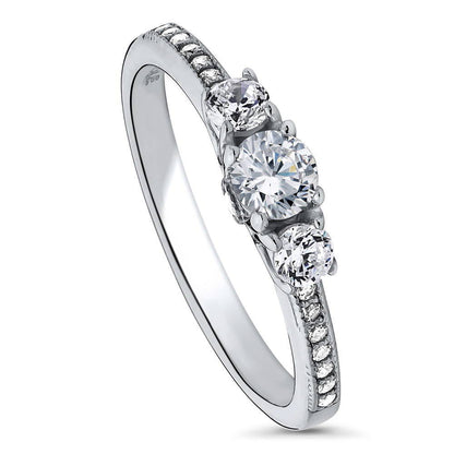 3-Stone 0.25ct CZ Ring in Sterling Silver