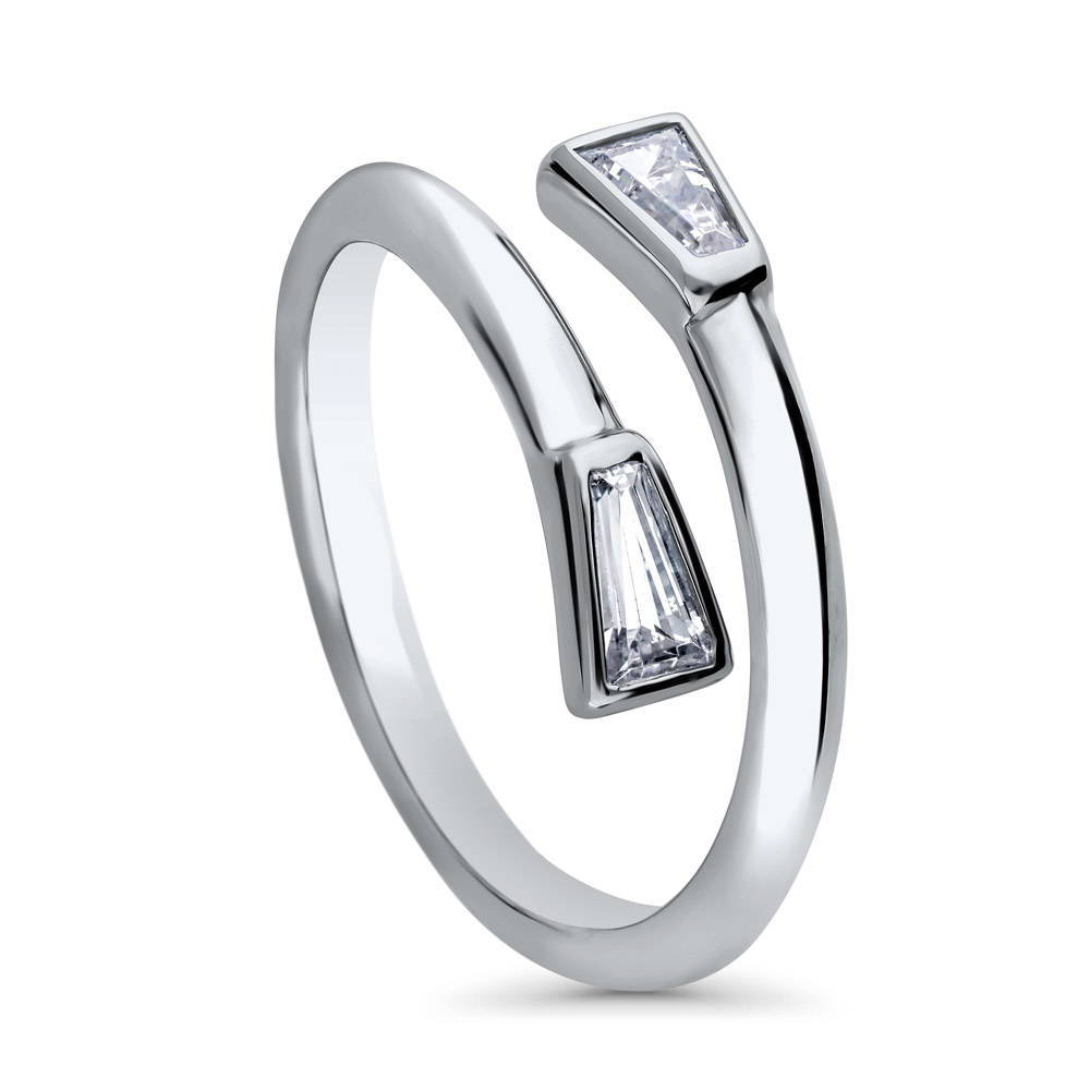 Front view of Bypass Wrap CZ Ring in Sterling Silver, 3 of 5