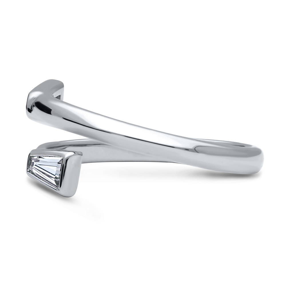 Angle view of Bypass Wrap CZ Ring in Sterling Silver, 4 of 5