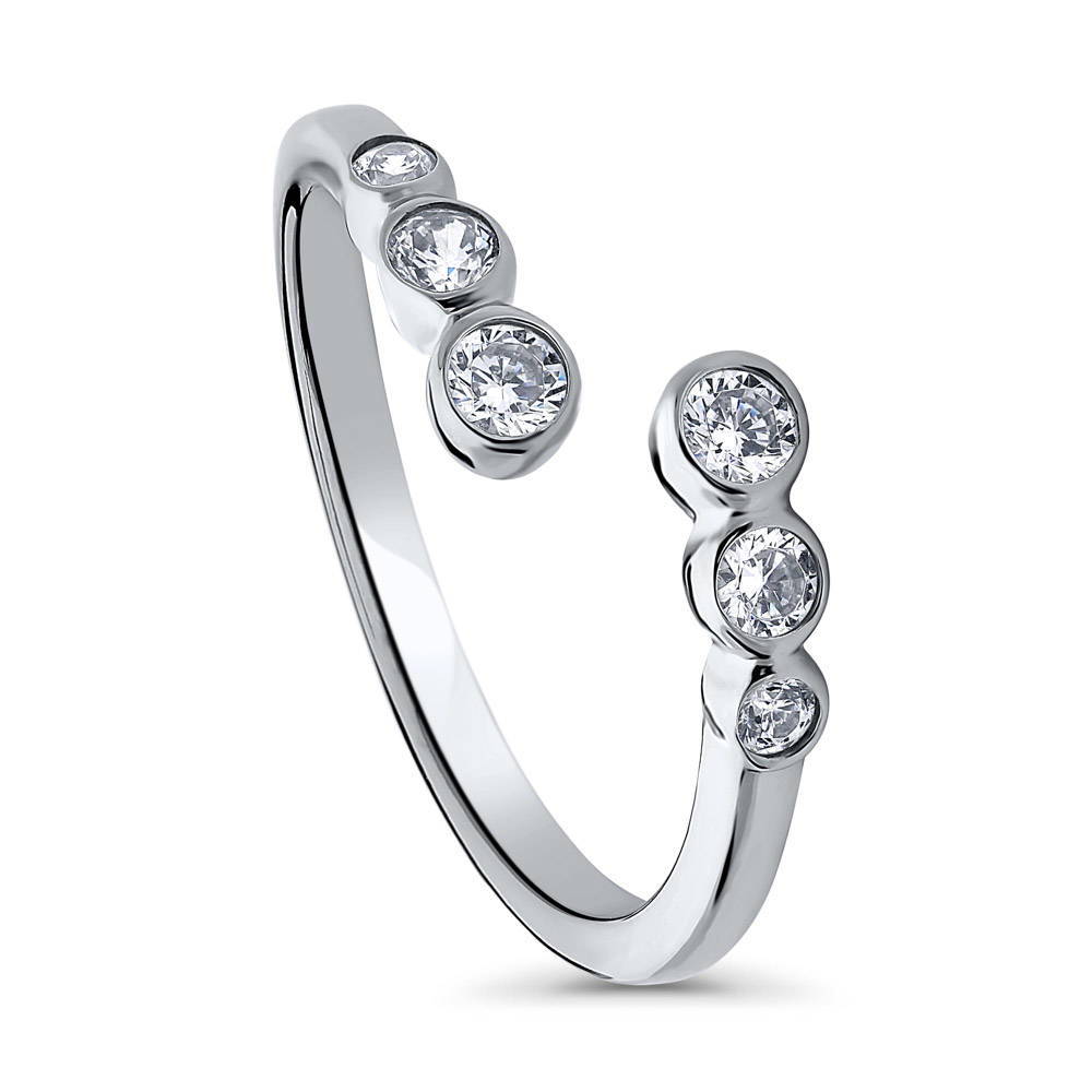 Bypass Wrap CZ Ring in Sterling Silver